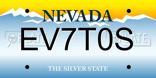EV7T0S Nevada License Plate
