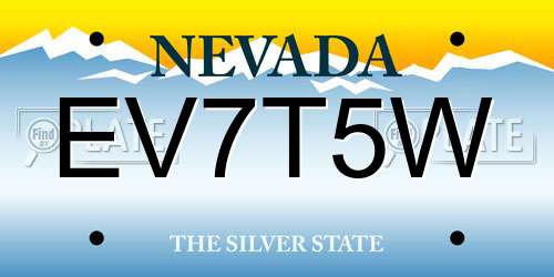 EV7T5W Nevada License Plate