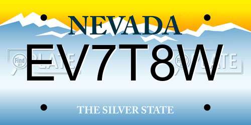 EV7T8W Nevada License Plate
