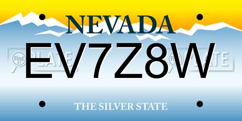 EV7Z8W Nevada License Plate