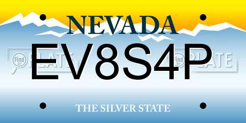 EV8S4P Nevada License Plate