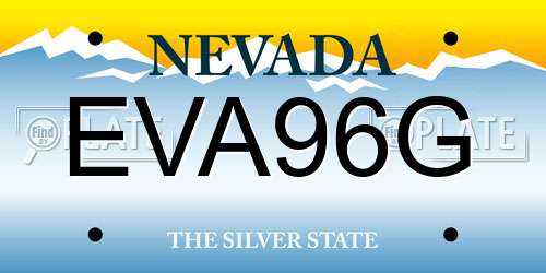 EVA96G Nevada License Plate