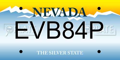 EVB84P Nevada License Plate