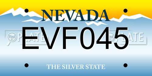 EVF045 Nevada License Plate