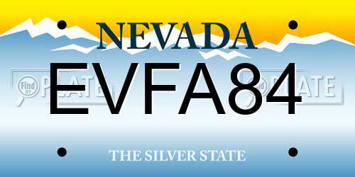 EVFA84 Nevada License Plate