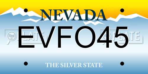 EVFO45 Nevada License Plate