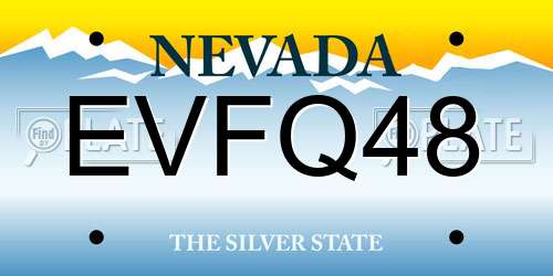 EVFQ48 Nevada License Plate
