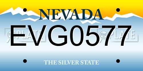 EVG0577 Nevada License Plate