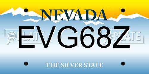 EVG68Z Nevada License Plate