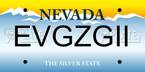 EVGZGII Nevada License Plate