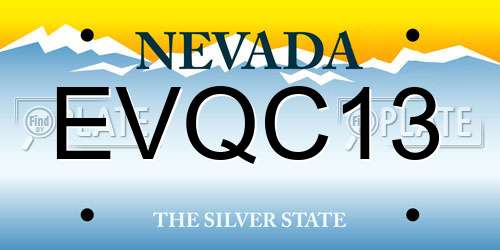 EVQC13 Nevada License Plate
