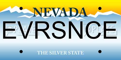 EVRSNCE Nevada License Plate