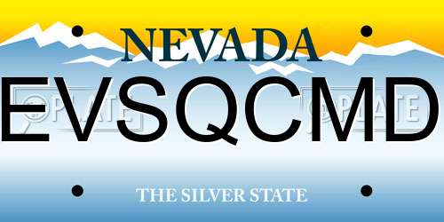 EVSQCMD Nevada License Plate