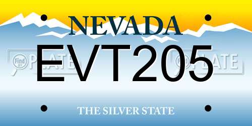 EVT205 Nevada License Plate