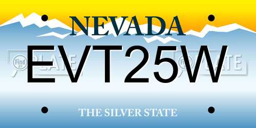 EVT25W Nevada License Plate