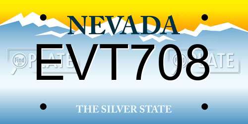 EVT708 Nevada License Plate