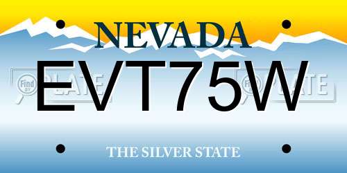 EVT75W Nevada License Plate
