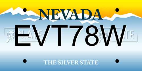 EVT78W Nevada License Plate