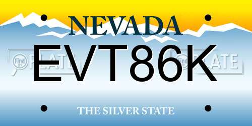 EVT86K Nevada License Plate