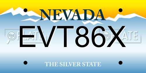 EVT86X Nevada License Plate