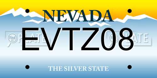 EVTZ08 Nevada License Plate