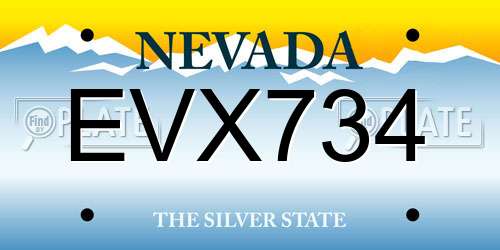 EVX734 Nevada License Plate