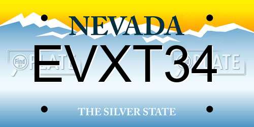 EVXT34 Nevada License Plate