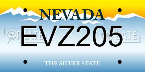 EVZ205 Nevada License Plate