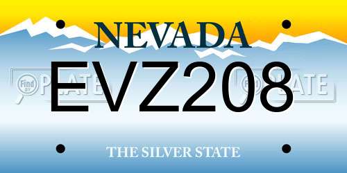 EVZ208 Nevada License Plate