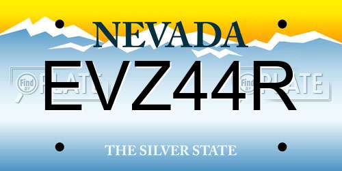 EVZ44R Nevada License Plate