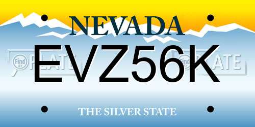 EVZ56K Nevada License Plate