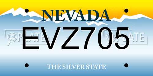 EVZ705 Nevada License Plate