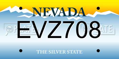 EVZ708 Nevada License Plate