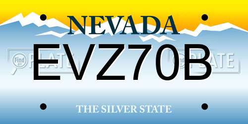 EVZ70B Nevada License Plate