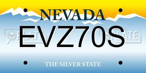 EVZ70S Nevada License Plate