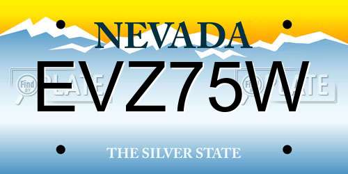 EVZ75W Nevada License Plate