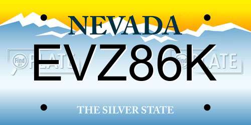 EVZ86K Nevada License Plate