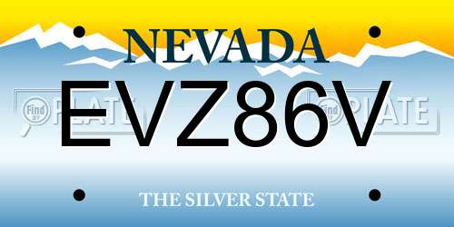 EVZ86V Nevada License Plate