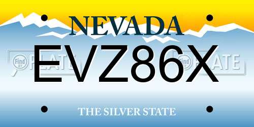 EVZ86X Nevada License Plate