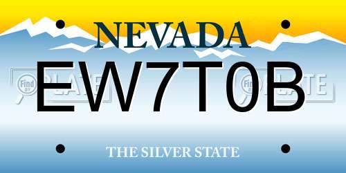EW7T0B Nevada License Plate