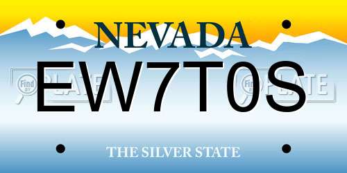 EW7T0S Nevada License Plate