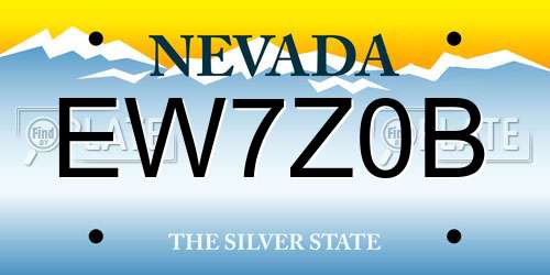 EW7Z0B Nevada License Plate