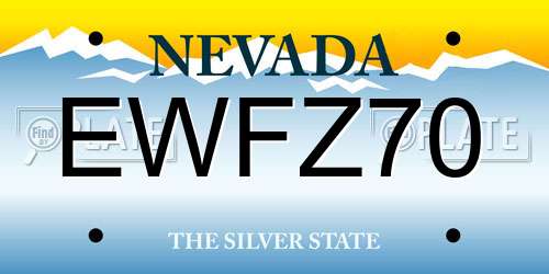 EWFZ70 Nevada License Plate