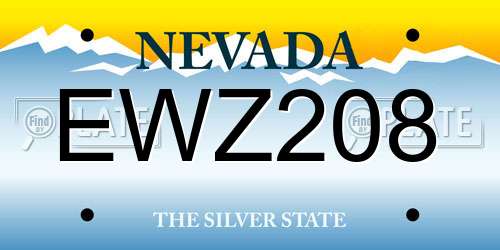 EWZ208 Nevada License Plate