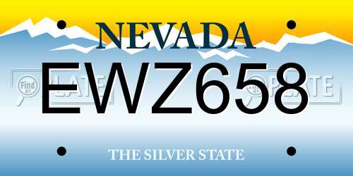 EWZ658 Nevada License Plate
