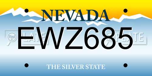 EWZ685 Nevada License Plate