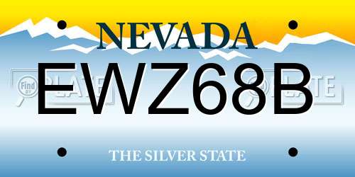 EWZ68B Nevada License Plate