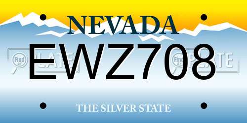 EWZ708 Nevada License Plate