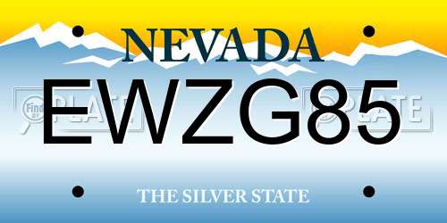 EWZG85 Nevada License Plate
