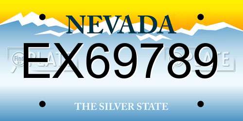 EX69789 Nevada License Plate